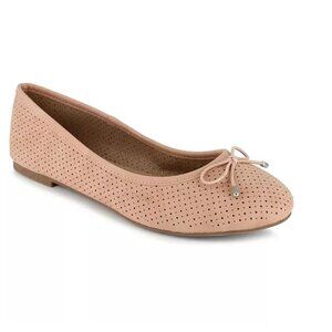 NWOT Espirit Size 9 Orly Ballet Flats Pink Neutral Bow Preppy Slip On Vegan